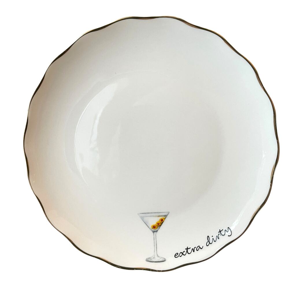 Godinger Appetizer Plates 6in Ceramic Set of 4 EXTRA DIRTY White NEW